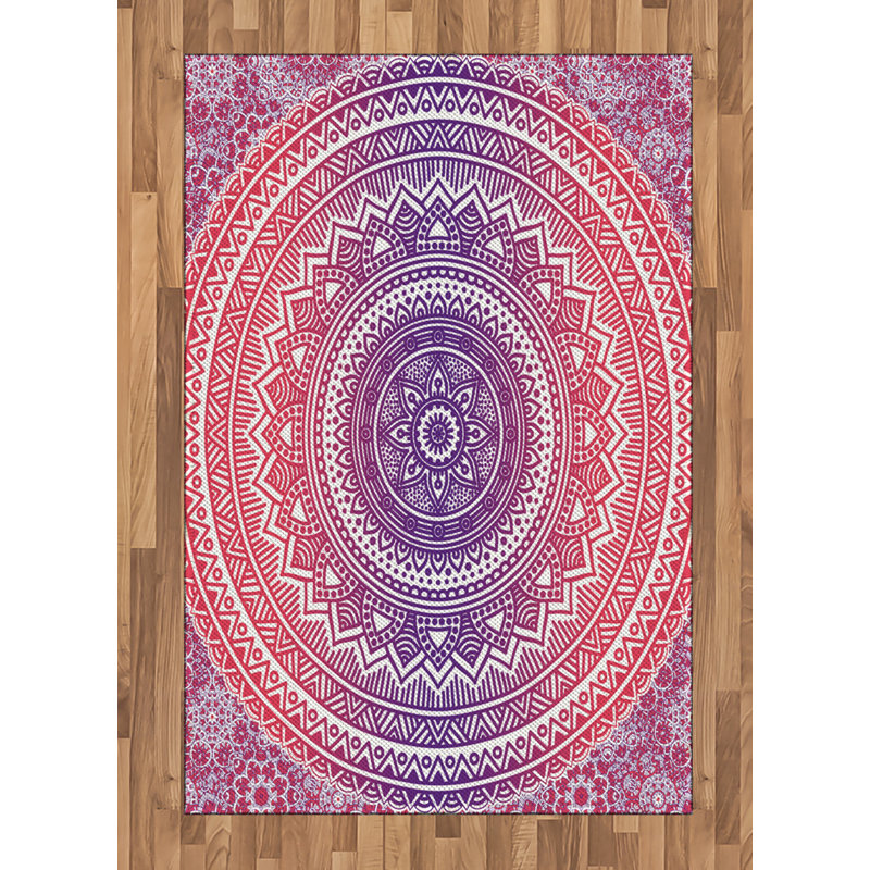 Pink and Purple High Density Long Fiber Poly Threads Decorative Area Rug Carpet, Rectangle 4' x 5'8"