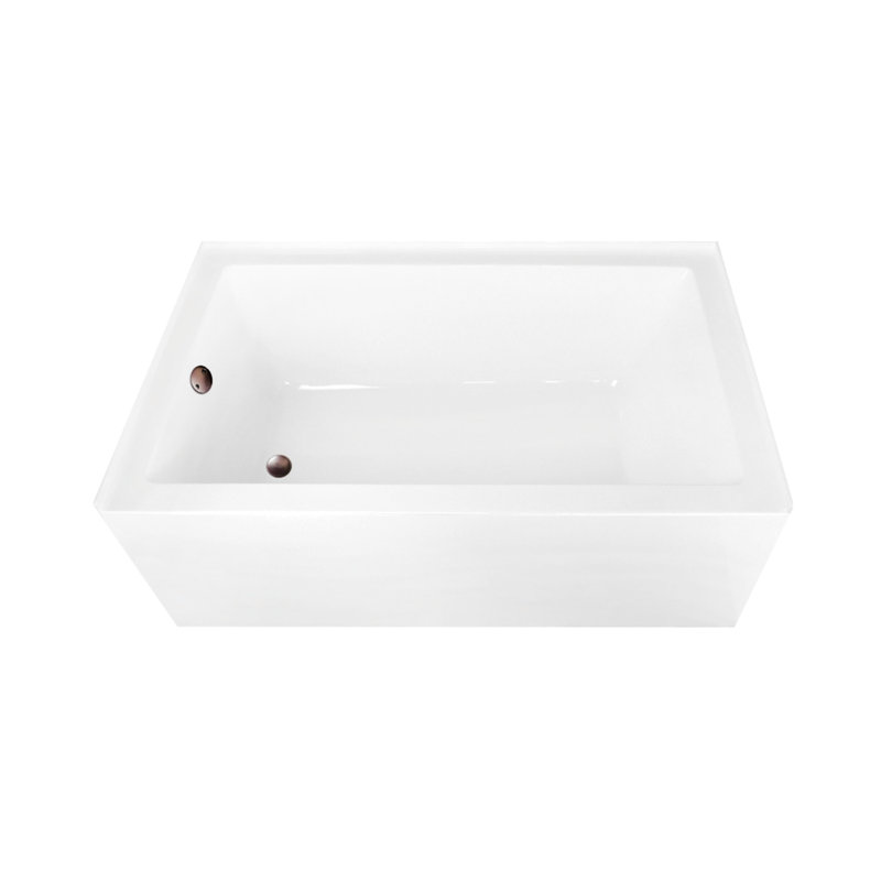 Kingston Brass Aqua Eden 60-Inch Acrylic Rectangular 3-Wall Alcove Tub, Right Hand Drain, Oil Rubbed Bronze, Left Hand Drain