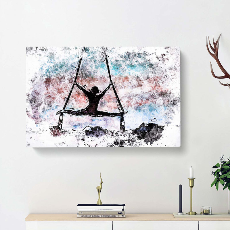 Aerialist Gymnastics at Sunset in Abstract - Wrapped Canvas, 35cm H x 50cm W x 3cm D