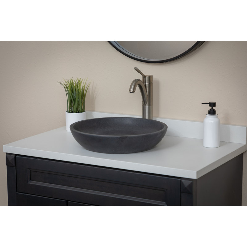 Eden Bath 16.9'' Black Stone Circular Bathroom Sink