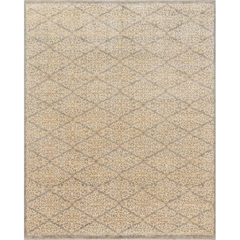 Claussen Hand Knotted Wool Damask Indoor Rug, Rectangle 5'6" x 8'6"
