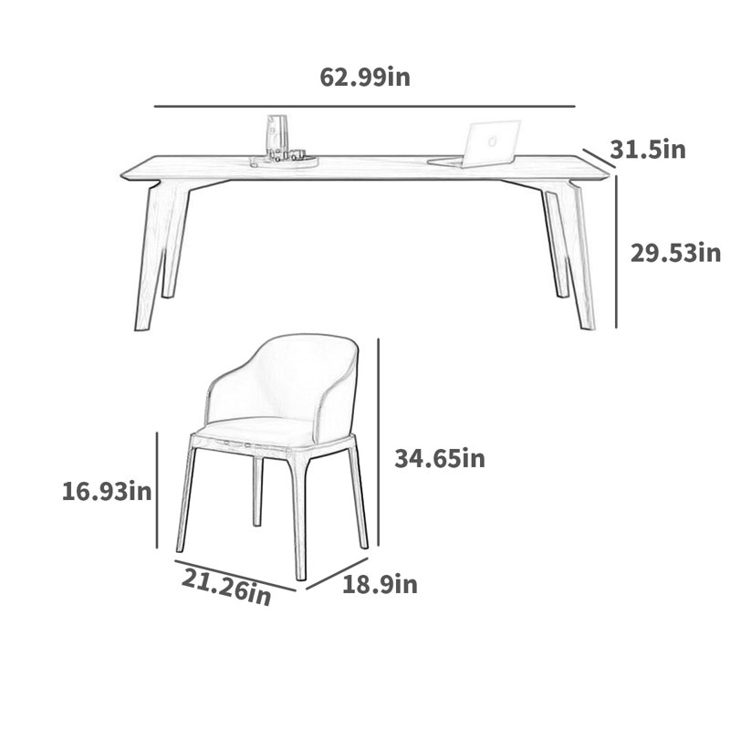Ensemble de salle à manger Mino, H 29,53 po x L 62,99 po x l 31,5 po