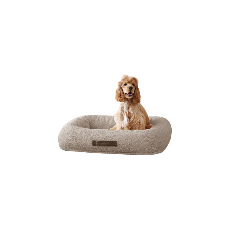Arlee Home & Pet Bumper Box Memory Foam Pet Bed, Tan, 6" H x 33" W x 25" D