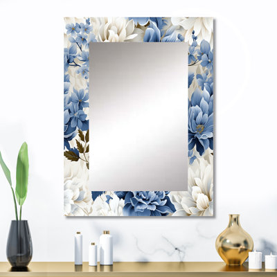 Motif victorien floral bleu et blanc Antoanela - miroir mural floral