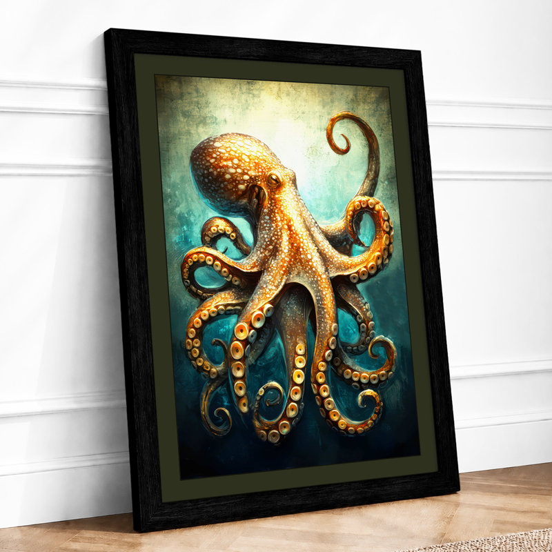 Golden Octopus Coastal - Print, A4 - 29.7 x 21.0 cm, Black