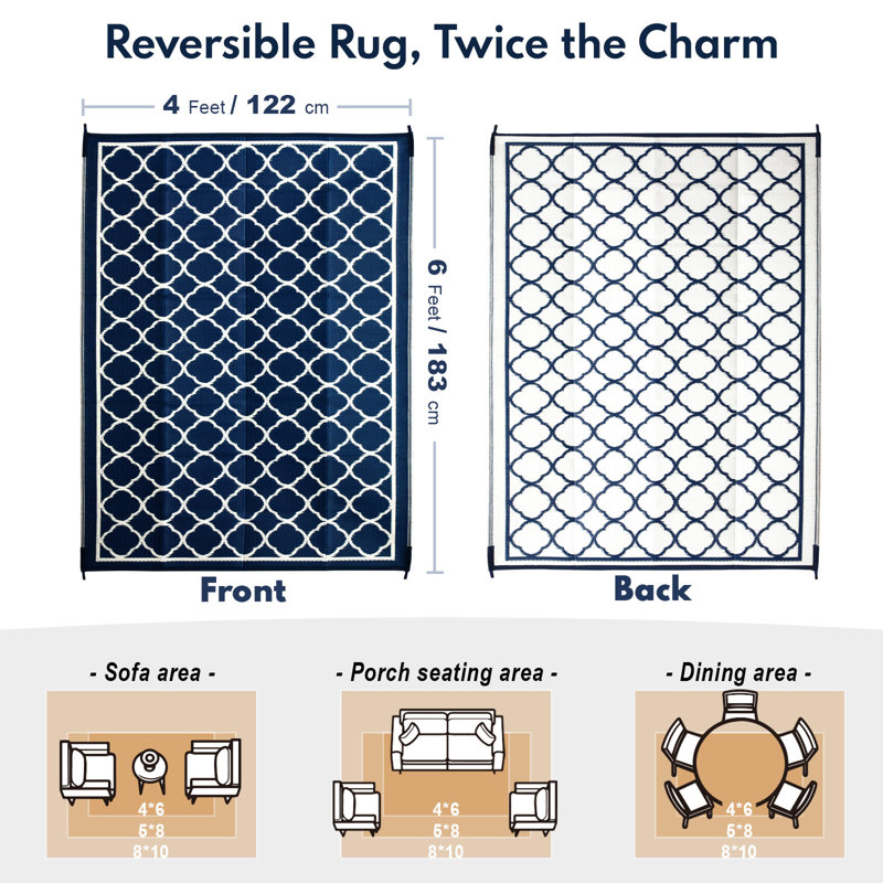 Performance Navy Outdoor/Indoor Area Rug, Rectangle 4' x 6'