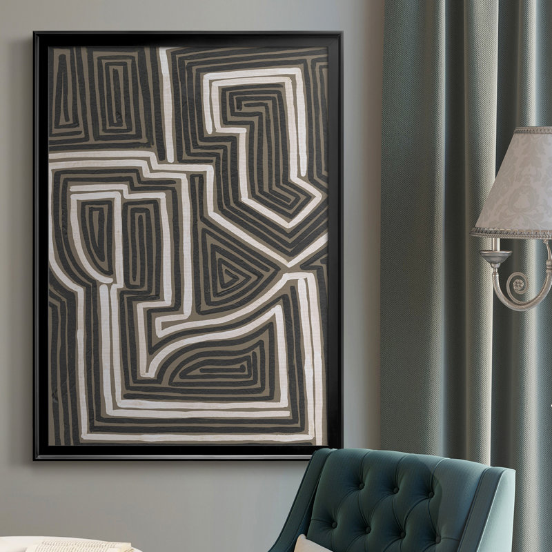 Toile abstraite encadrée de qualité supérieure - Prêt à accrocher, Noir, H 24,5 po x l 18,5 po x P 1 po