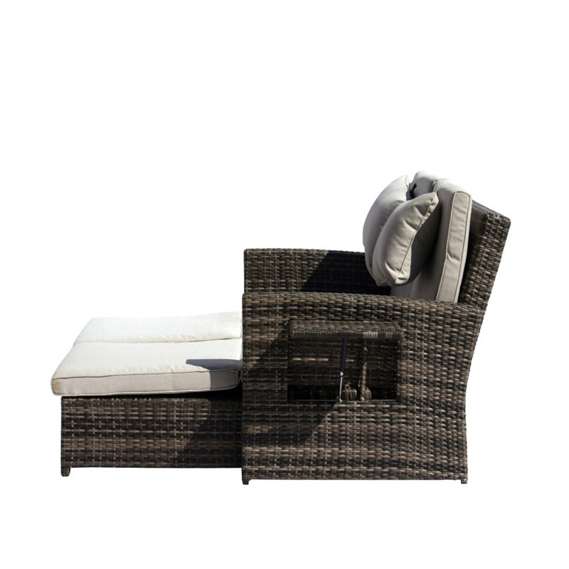 Salamone Outdoor Rust-Resistant Metal Chaise Lounge with Table , Cushion Included