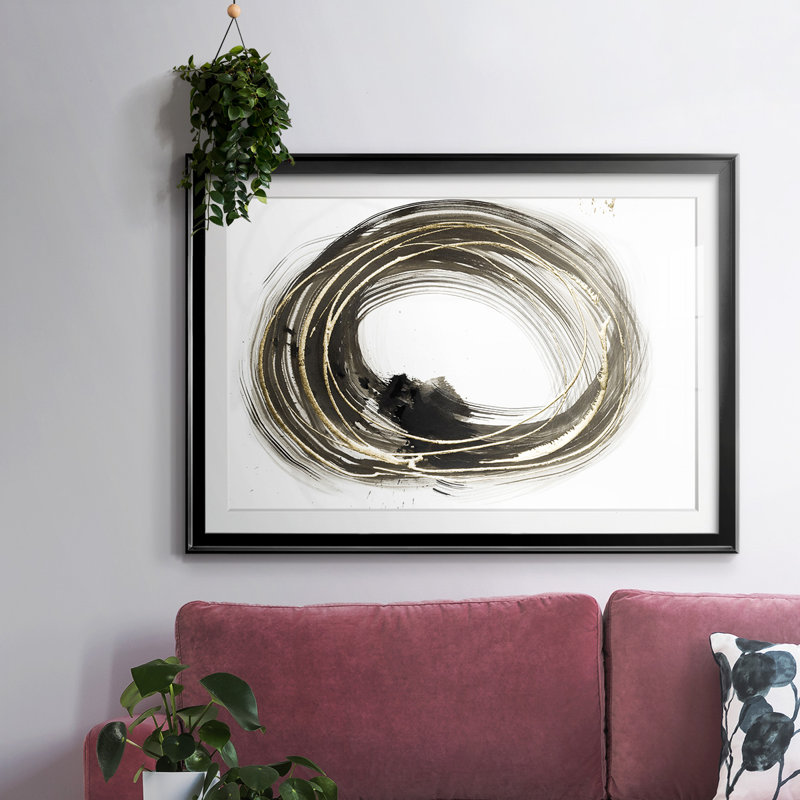 Golden Social Circles I-FramedFramed Print, Noir, H 19 po x l 27 po x P 1,5 po