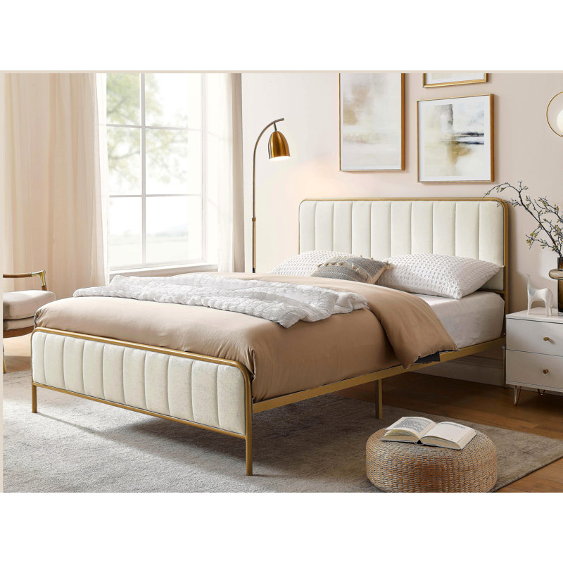 Structure de lit tapissier pour grand lit, Beige