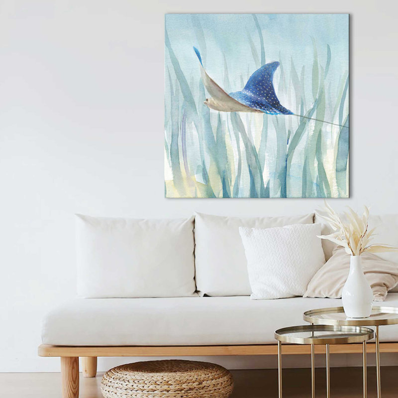 «Undersea Ray (Square)» par Danhui Nai, reproduction, Toile tendue, H 36 po x l 36 po x P 1,5 po
