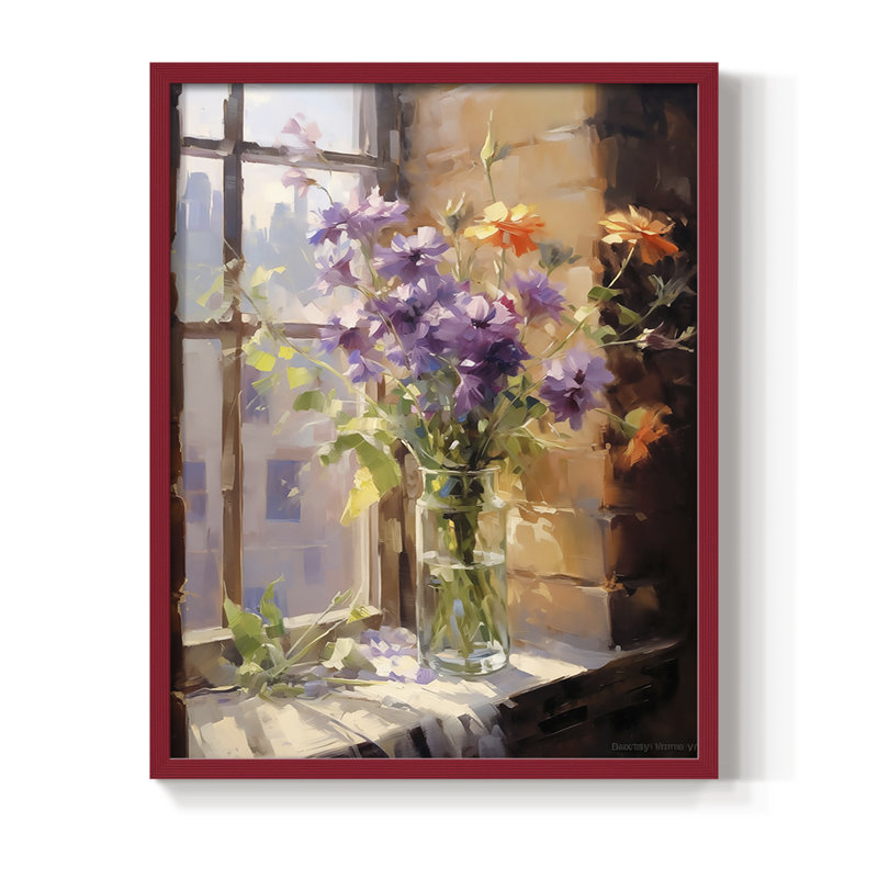 «FLORAL Series DCCL XXXVII», reproduction encadrée - bois massif, H 21 po x l 17 po, Rouge