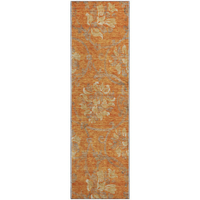 Premium Machine Washable Prisco Orange Rug