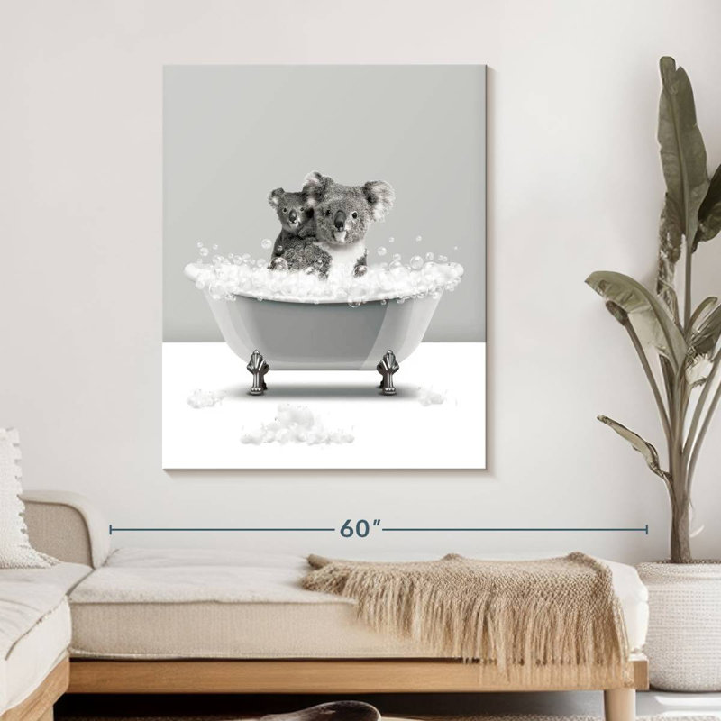 Koalas Koalas bain moussant sur toile, H 45 po x l 36 po x P 1,25 po