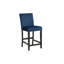 Ensemble de salle à manger à hauteur de comptoir 5 pièces Carré Table en faux marbre blanc Velours bleu rembourré Têtes de clou capitonnées Mobilier de salle à manger en bois noir-739824355-739824358