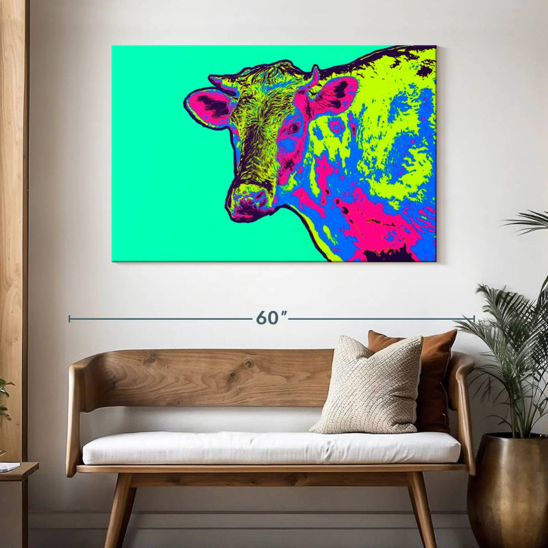 Vache au néon, H 32 po x l 48 po