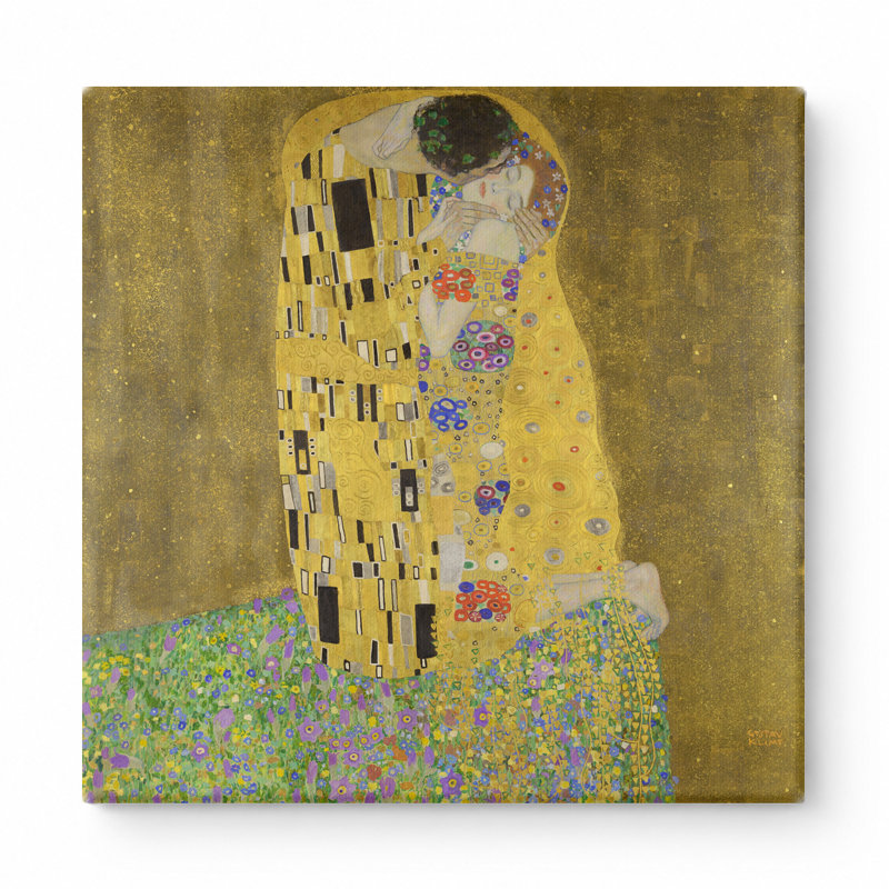 Le baiser (1907-1908) - art mural carré sur toile, 16" W x 16" H