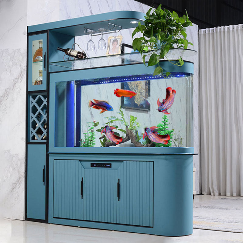 Grand aquarium en verre bleu 47,24 po avec système de filtration, Blue, 338.24 Gallon (78.74" H x 47.24" W x 15.75" D)