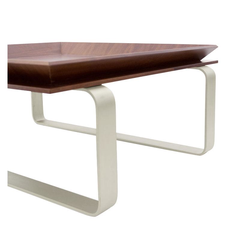 Table basse Le Sled, Noyer, Nickel poli
