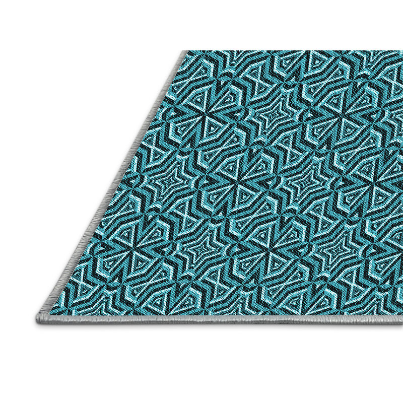 Tapis 100% à motifs lavables à la machine 2989 Pat2634 LBLU, Rectangle 2 pi x 3 pi
