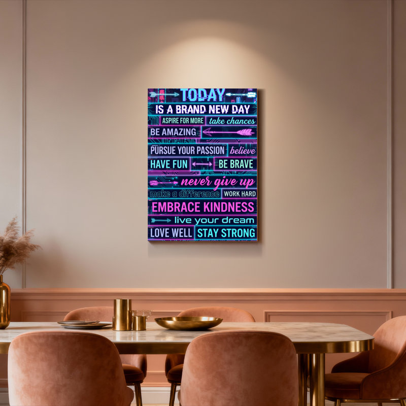 Neon Motivational Quotes, H 18 po x l 12 po