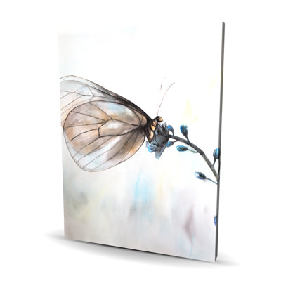 Butterfly on Blue Flowers Canvas | Floral Home Decor Art