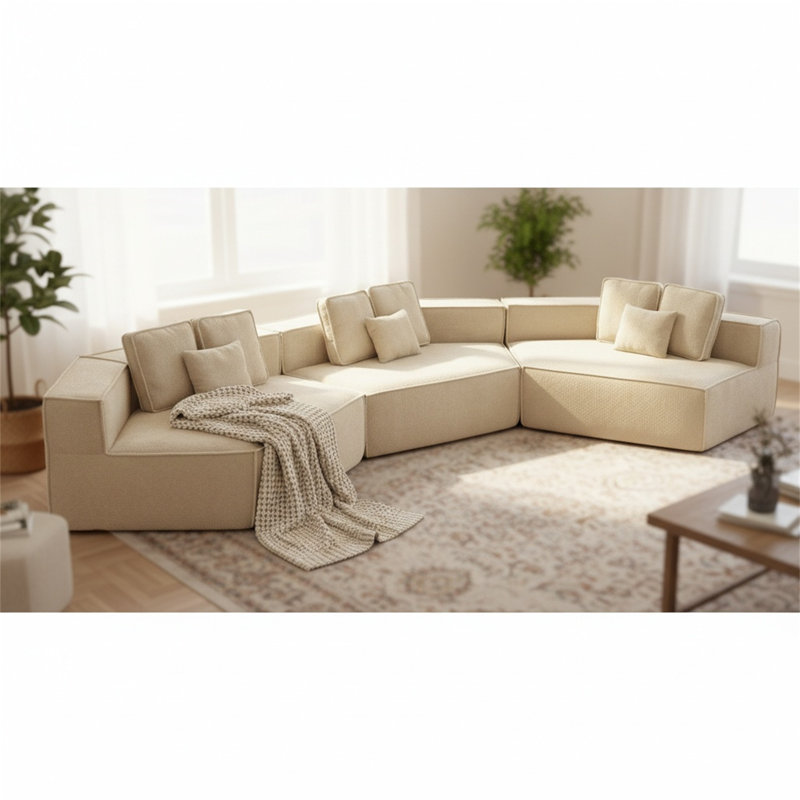 Le canapé modulaire compressible peut accueillir confortablement 3 à 5 personnes, ce qui en fait un choix idéal pour le salon.