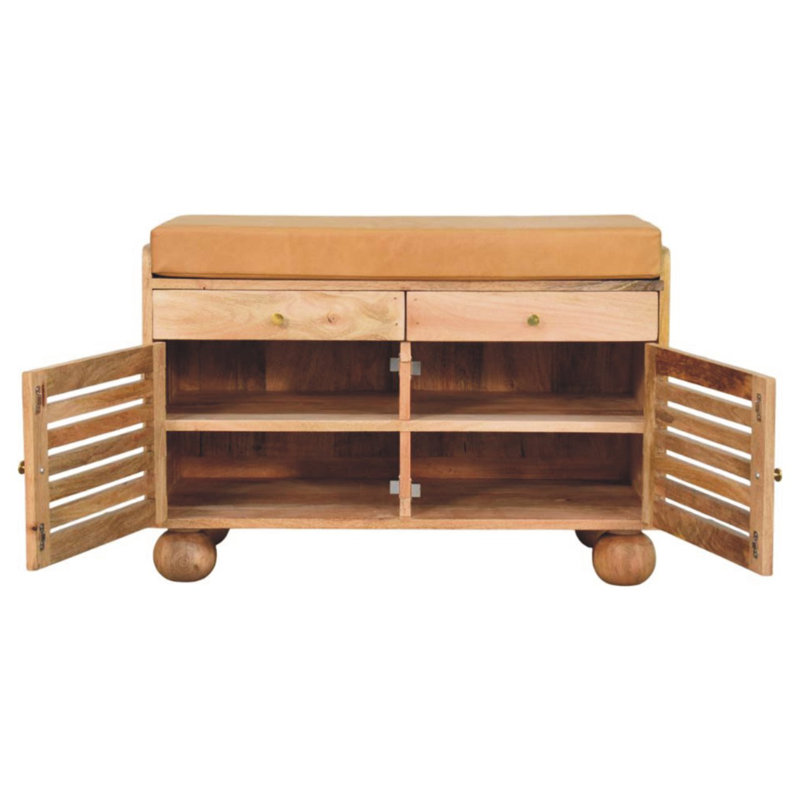 Shutter Oak-ish Shoe Rack With 2 Drawers