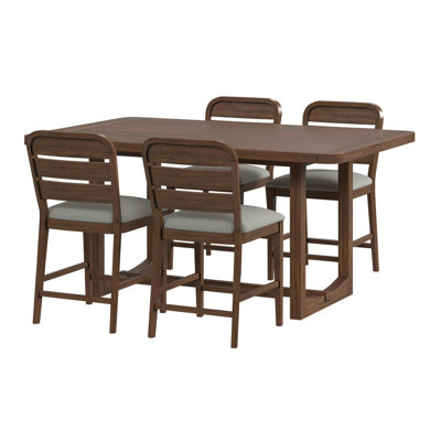 Picket House Furnishings Thorin 5PC Counter Height Dining Set In Brown-Table And Four Chairs
