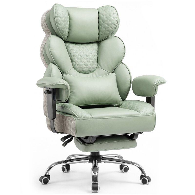 COMHOMA Adjustable Faux Leather Swiveling PC & Racing Game Chair, Green