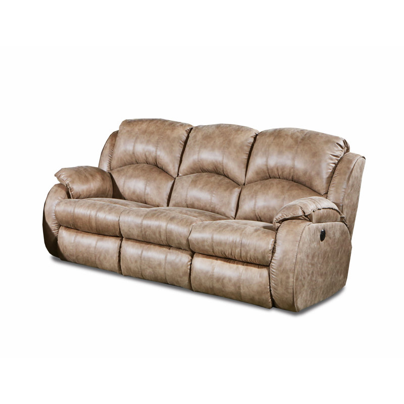 Cagney Upholstered 89'' Power Reclining Sofa, River Run Vintage Polyester