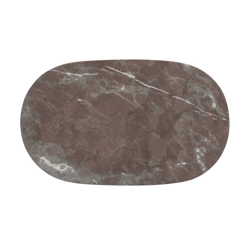 NICCOLA Marble End Table, Textured Smoke and Russet, Hammered Gunmetal
