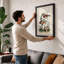 Frog Musician Boho - Framed Print-646011472-646011486