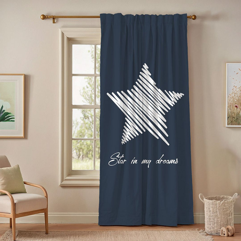 100% Blackout Stars in My Dreams Single Panel Curtain, 140cm Width x 300cm Drop