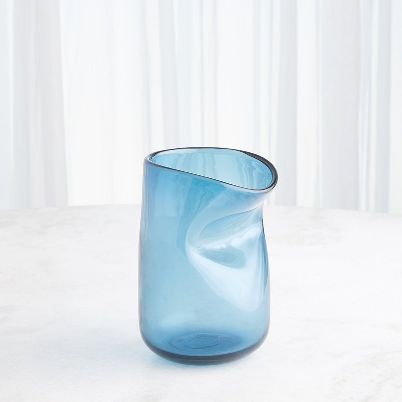 Contour Vase, 9" H x 7" W x 6" D, Blue
