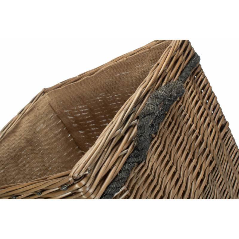 Wicker Storage Basket with Lining, Antique Wash, 45cm H x 40cm W x 40cm D
