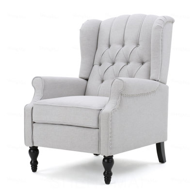 Fauteuil inclinable en tissu capitonné gris clair