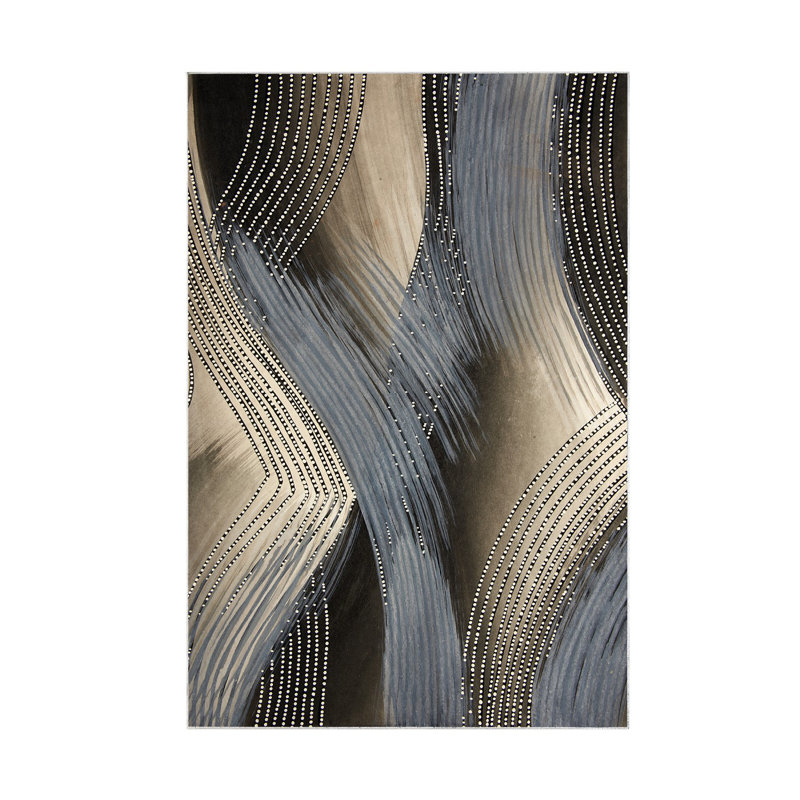 Tapis gris / brun en polyester tissé à la machine Viva, Tapis de couloir 2 pi 7 po x 9 pi 10 po