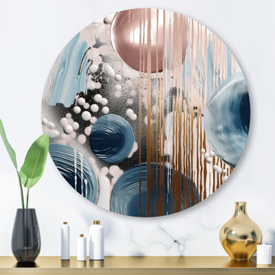 Whispers Of Marble IV - Art mural rond abstrait en marbre sur métal