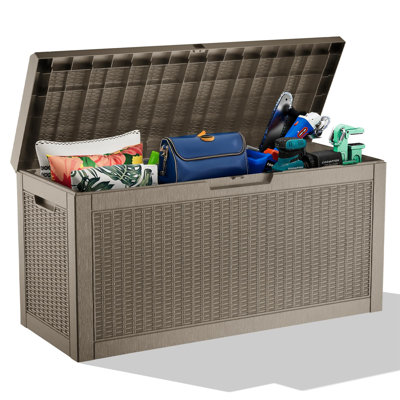 70-Gallon Waterproof Resin Deck Box  Storage Bench