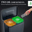 HOMCOM Dual Kitchen Bin, 2 x 20L Double Bin for Recycling and Waste, Black