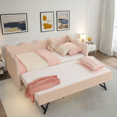Cozy Daybed With Trundle, Usb Port And Adorable Wave Shaped