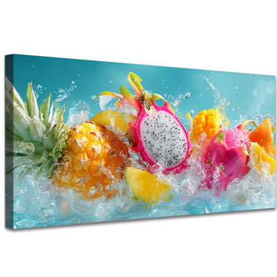 Impression sur toile de fruits tropicaux - fruits, art mural, photos de cuisine, art tropical coloré, décoration murale pour la maison, impression sur toile tendue encadrée, 20 po x 40 po