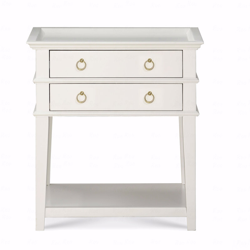 2-Drawer Tray Top Nightstand