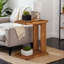 Table de bout en bois en forme de C avec tablettes à 2 niveaux, petite table d'appoint et table de chevet pour le salon et la chambre à coucher