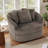 Ultra Plush Faux Rabbit Fur Oversized Swivel Barrel Chair with Three Pillows-1093111235