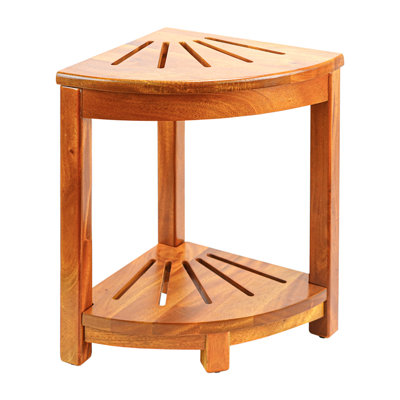 Banc de douche en bois massif à 2 niveaux NABYTOK, tabouret de coin pour douche intérieure, assemblage requis (brun clair, bois de nacre)
