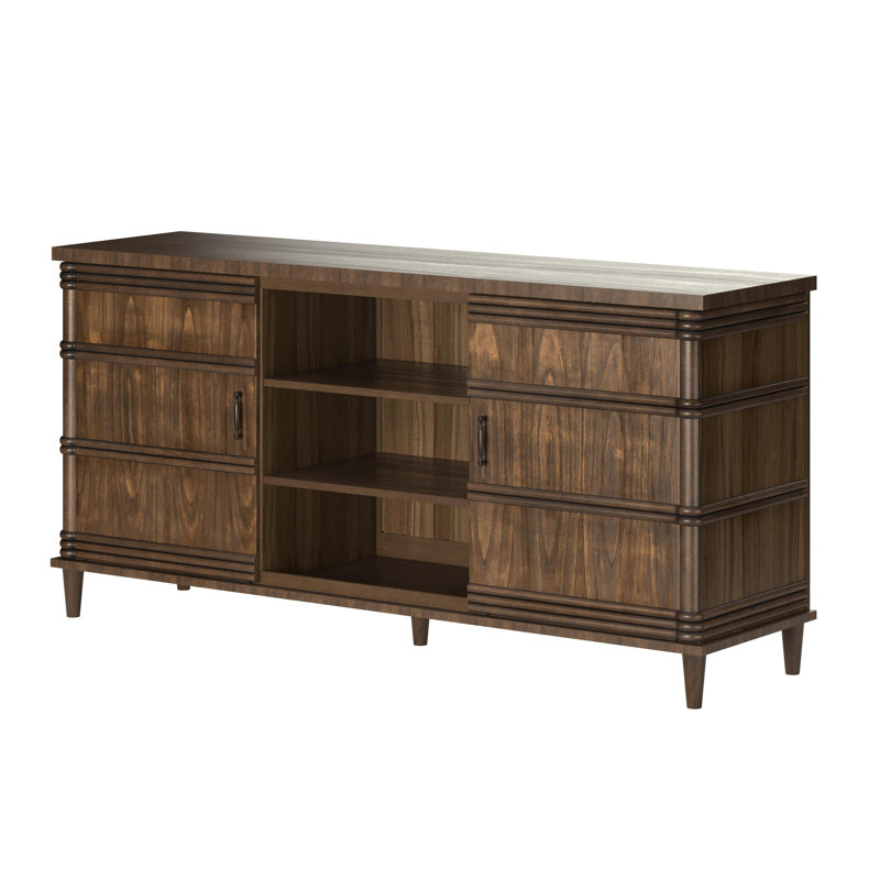 Console Erim moderne de 66 po avec finition brun foncé et assemblage requis