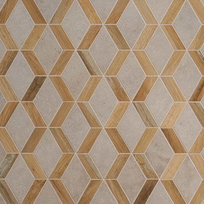 Eternal 9x12 Diamond Matte Wood Look and Cement Porcelain Mosaic Tile