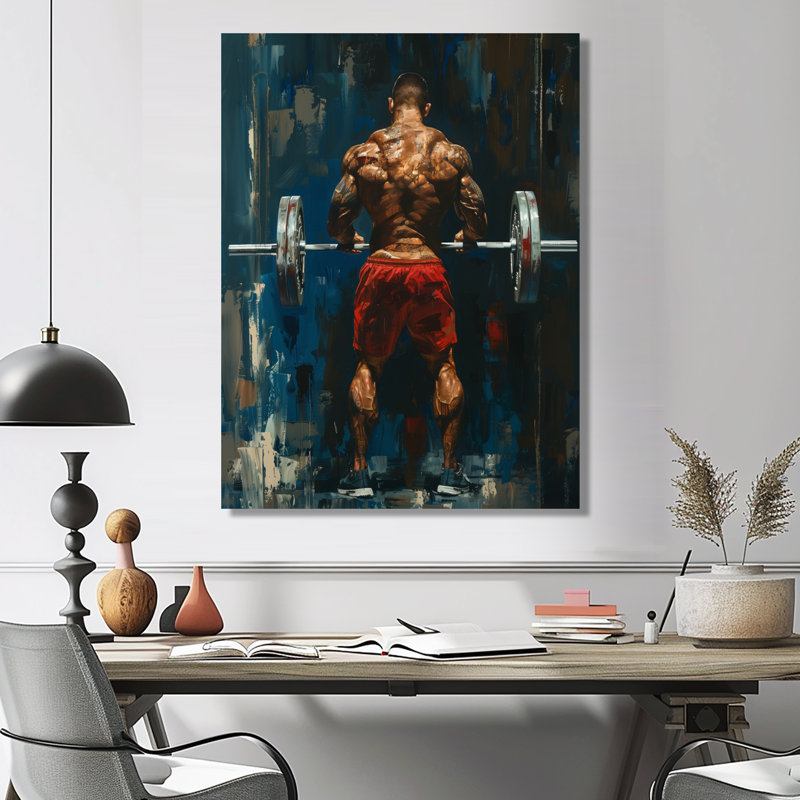 Salon de l'athlétisme déterminé II - Aérobie et musculation, Toile encadrée noire simple, H 40 po x l 30 po x P 1,5 po